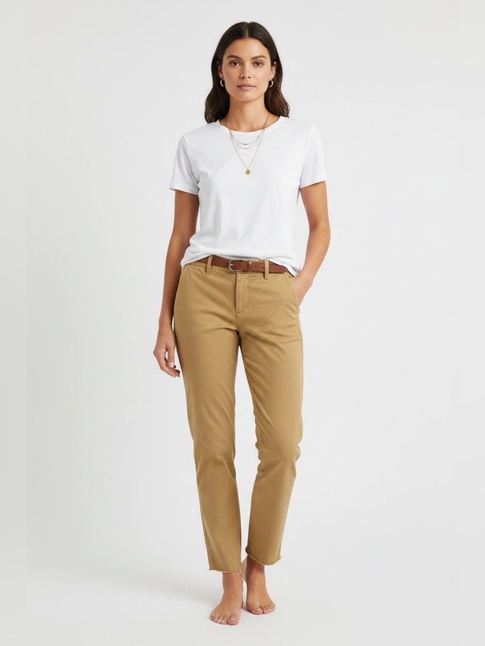 Frank & Eileen Wicklow Crop Chino Pants Raw Hem Mustard Yellow SZ 6 Minimalist